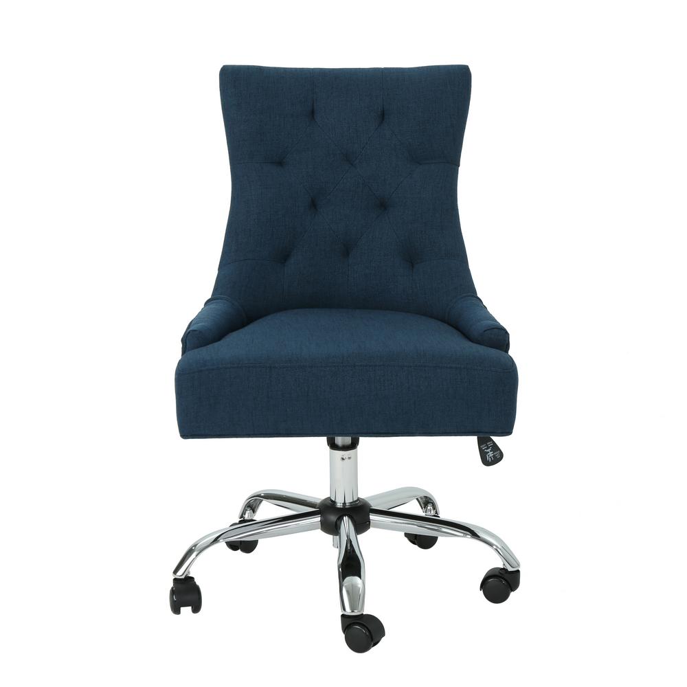 noble house americo tufted back navyblue fabric home office desk  chair40965  the home depot