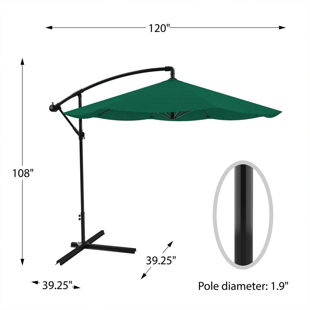 Pure Garden 10 Ft Hanging Cantilever Patio Umbrella In Hunter Green Hw1500070 The Home Depot