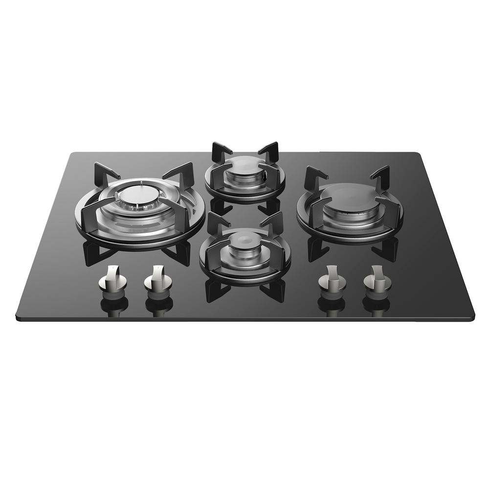 Empava 24 in. GasonGlass Gas Cooktop in Black with 4 Burners