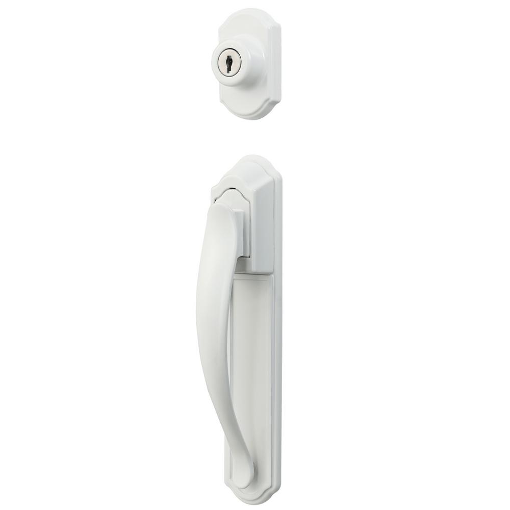 Ideal Security White Deluxe Storm And Screen Pull Handle And Keyed