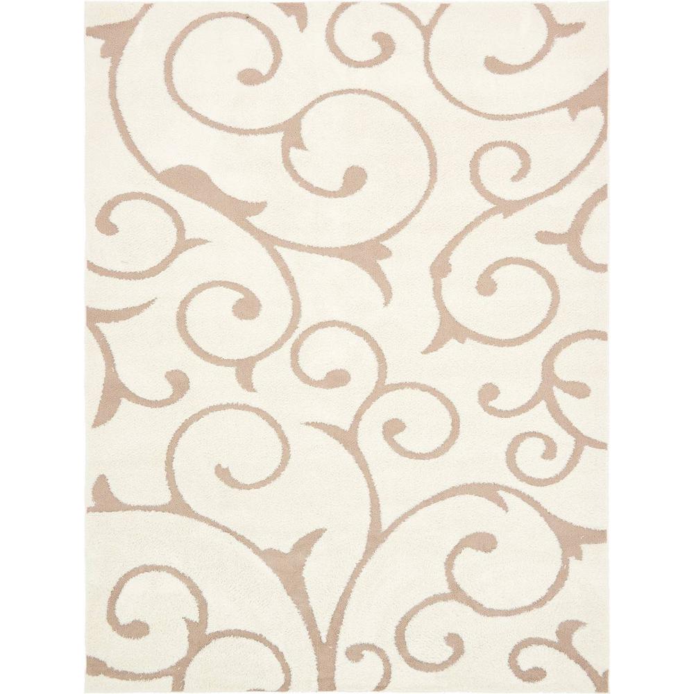 Unique Loom Floral Shag Carved Ivory 9' 0 x 12' 0 Area Rug 3133118