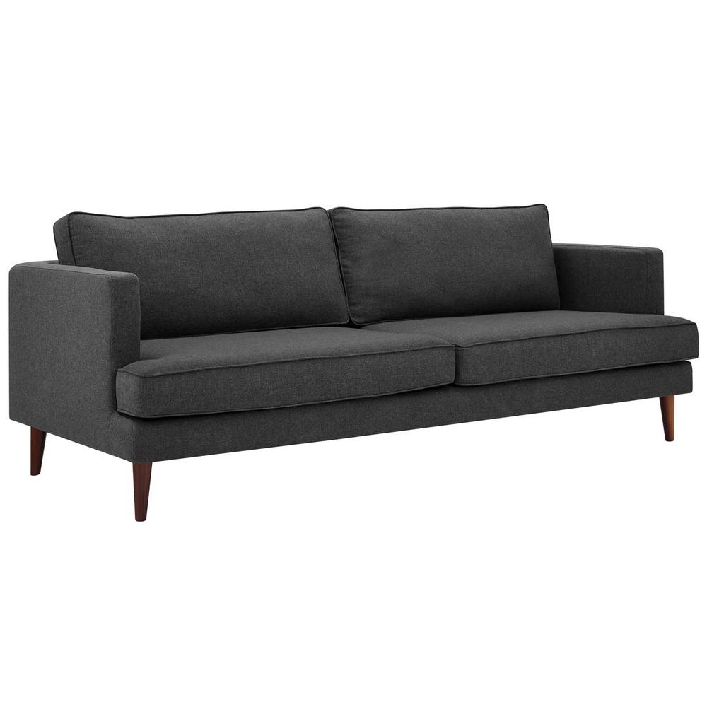 Agile 86.5 in. Gray Polyester 4-Seater Tuxedo Sofa with Square Arms