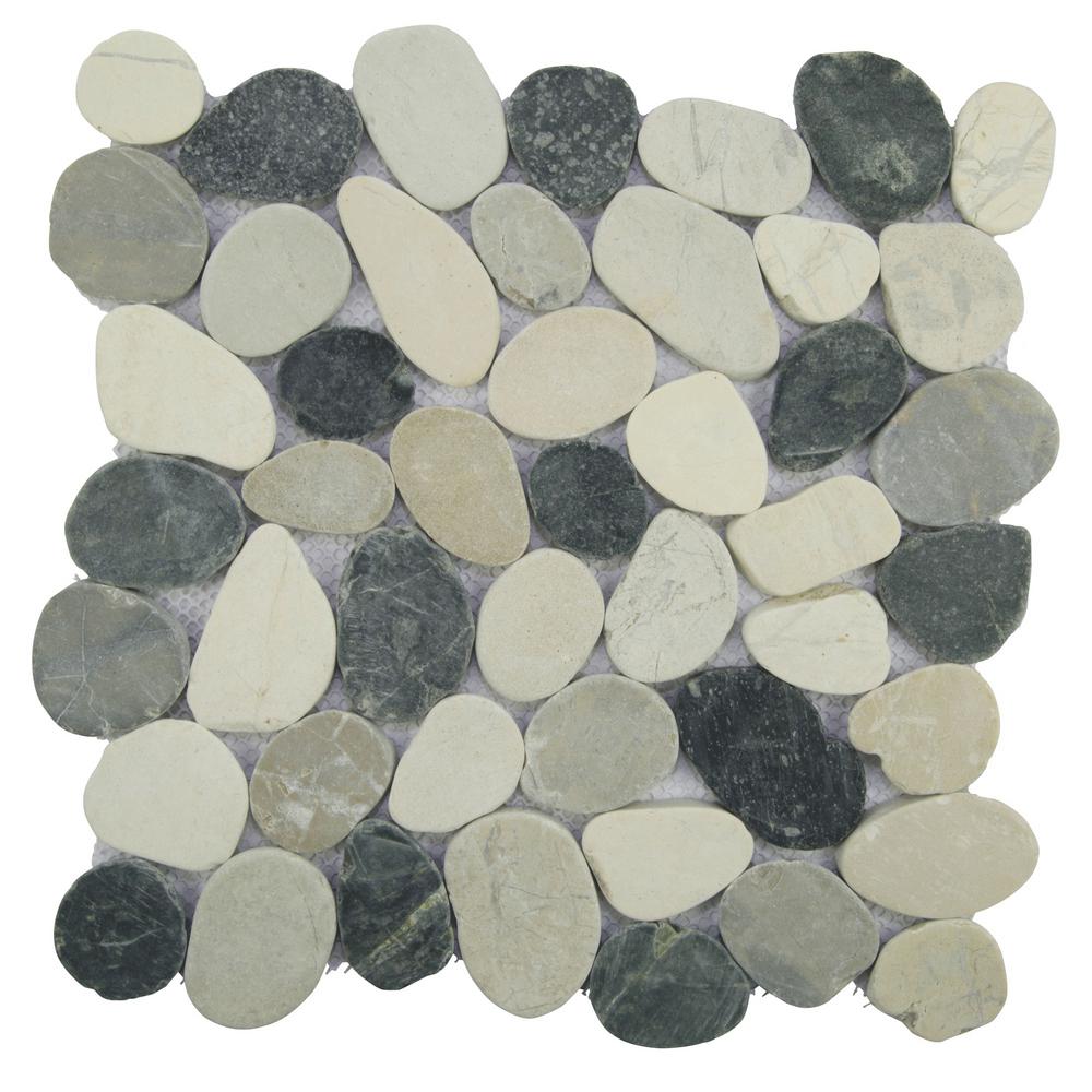 Cruz Bay Sliced Pebble Tile Grey Black White 11 5 In X Cruz Bay Sliced Pebble Tile Grey Black