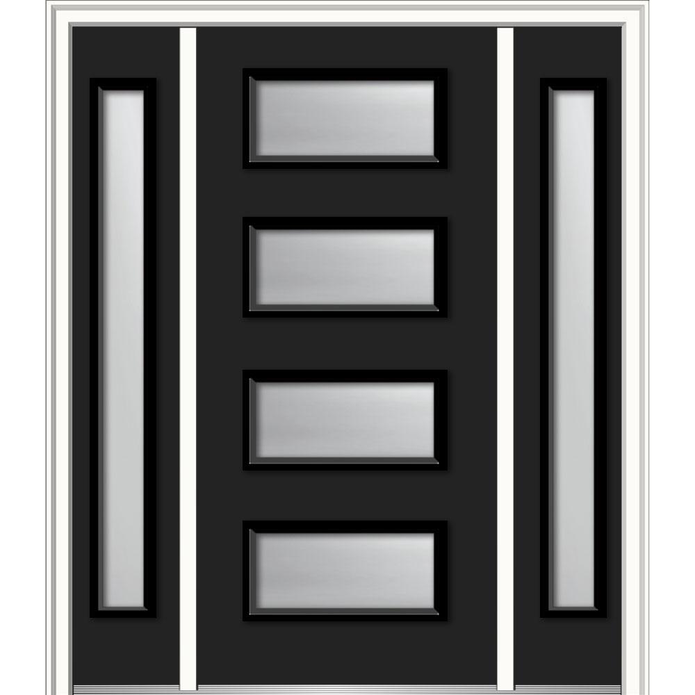 Single Door With Sidelites Front Doors Exterior The Home 60 In X 80 Celeste Right Hand Inswing 4 Lite Clear