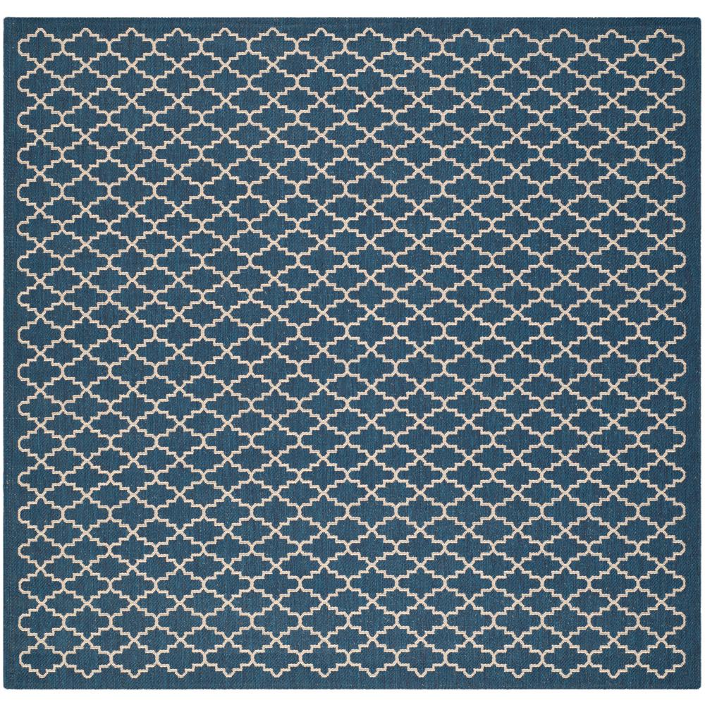 Safavieh Courtyard Navy/Beige 5 ft. x 5 ft. Indoor/Outdoor Square Area
