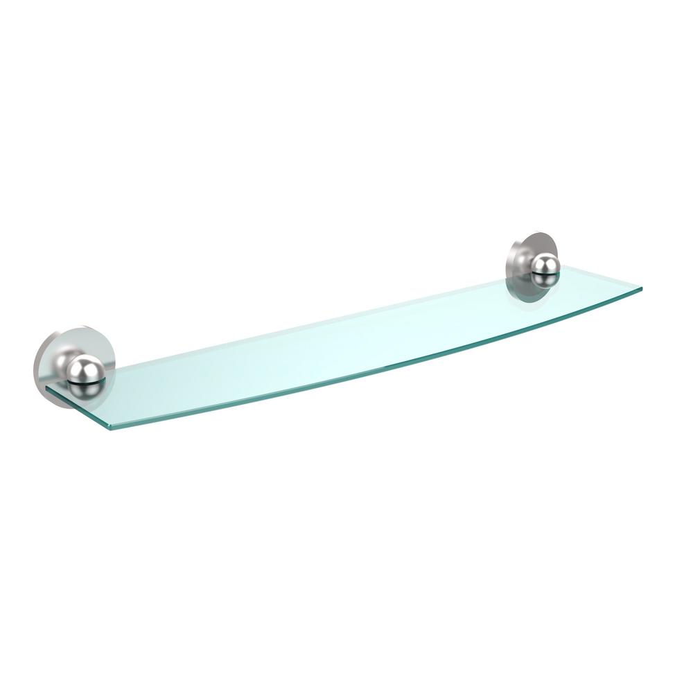 Allied Brass QN-33//24-SCH Que New Collection 24 Inch Glass Shelf Satin Chrome