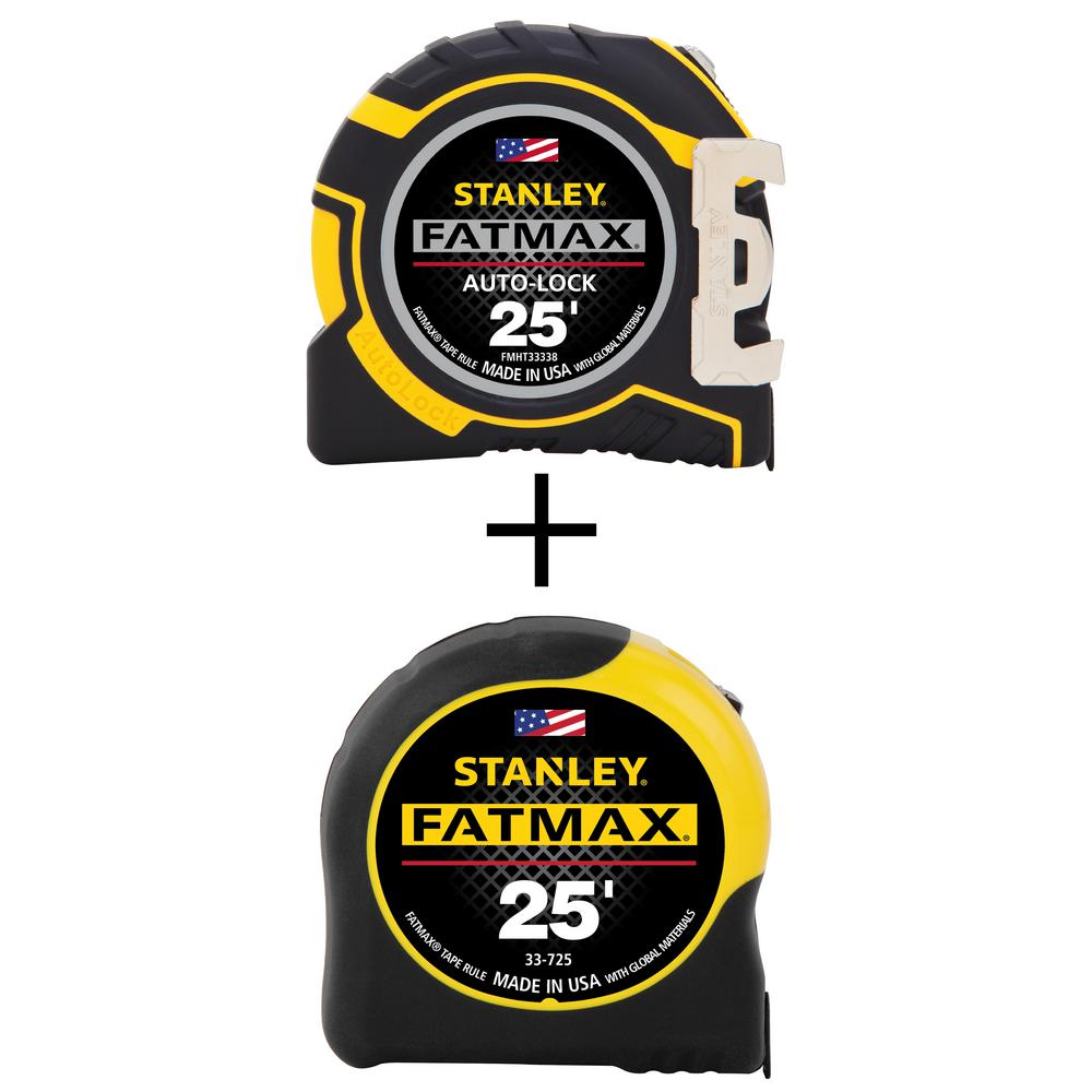 Stanley FATMAX 25 ft. x 1-1/4 in. Auto Lock Tape Measure and FATMAX 25 ft. x 1-1/4 in. Tape Measure