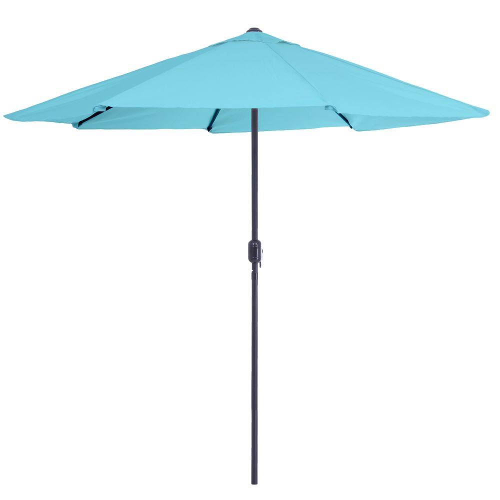 9 Ft Aluminum Patio Umbrella With Auto Crank In Blue