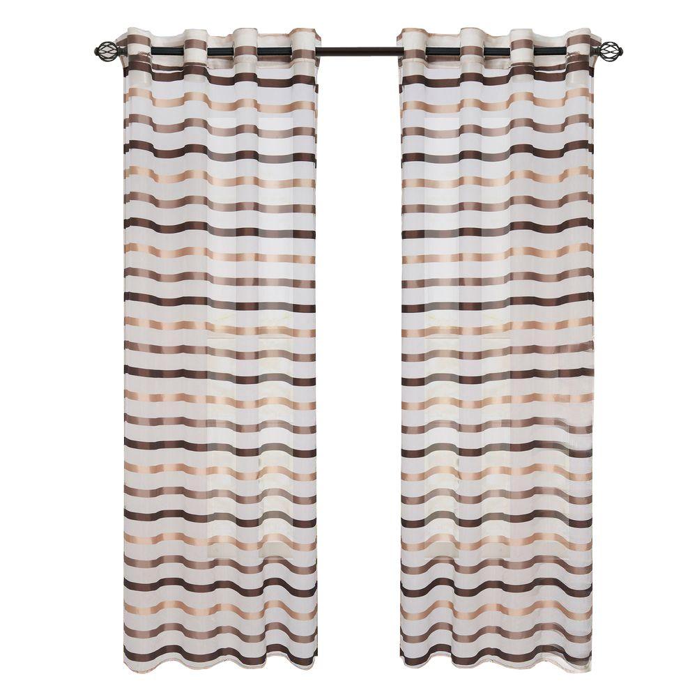 Lavish Home Taupe Sonya Grommet Curtain Panel, 84 in. Length6384Q292T