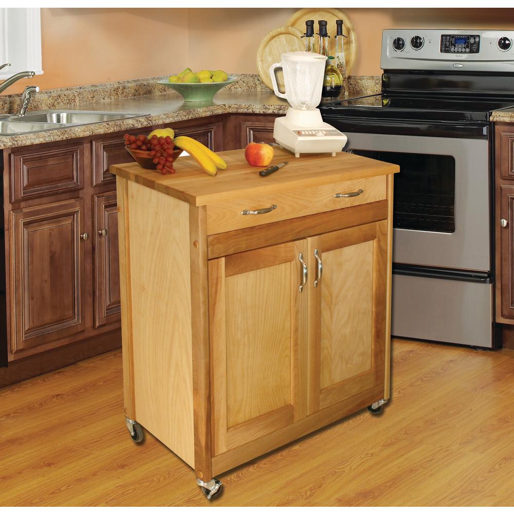 Catskill Craftsmen Natural Kitchen Cart With Butcher Block Top