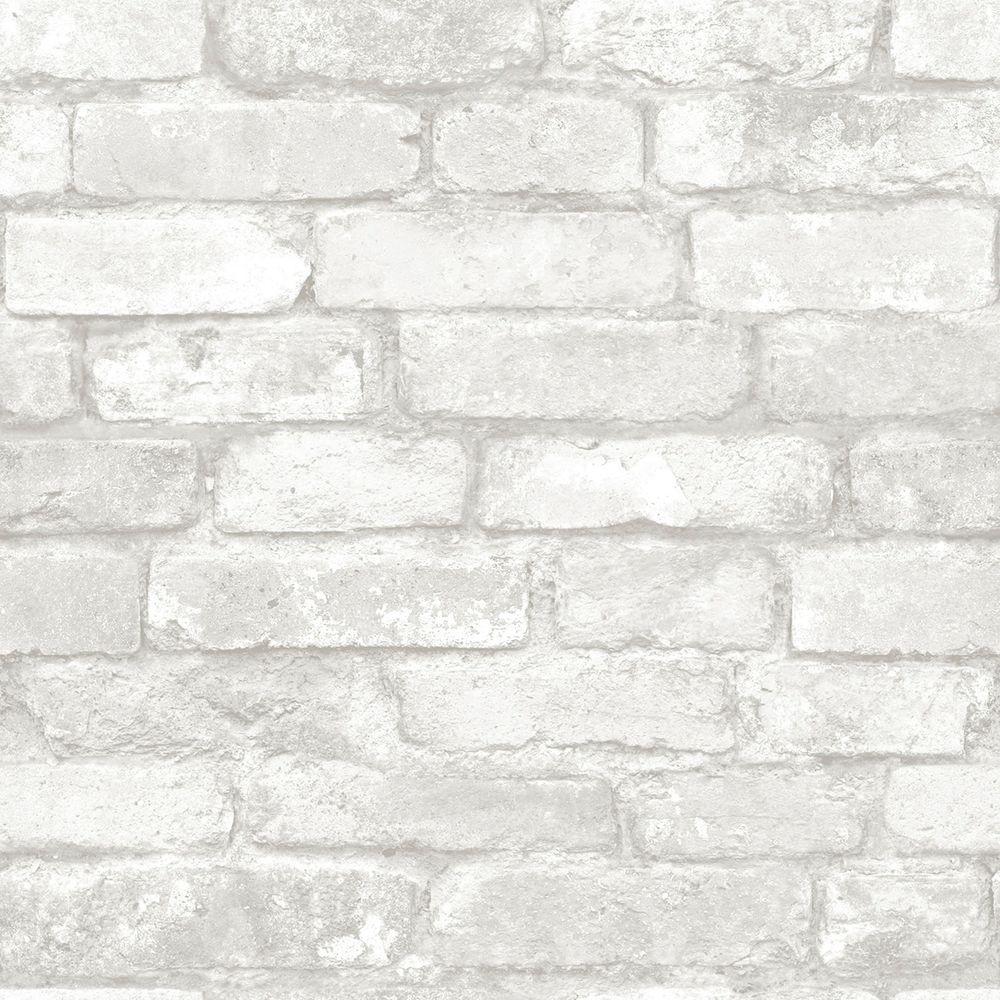 Nuwallpaper Grey And White Brick Vinyl Strippable Roll Covers 30 75 Sq Ft Nu1653 The Home Depot