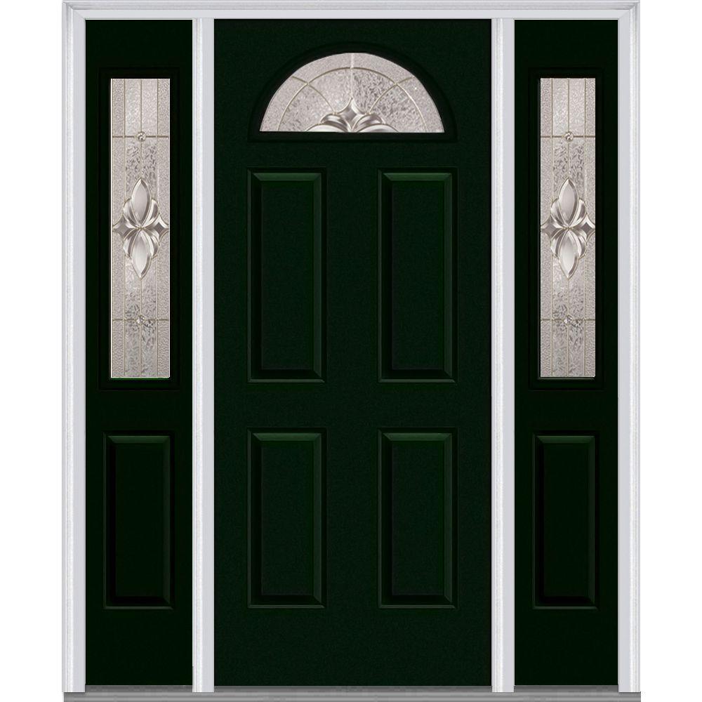 Mmi Door 60 In X 80 Heirlooms Right Hand Inswing 1 4 Lite Heirlooms Right Hand Inswing 1 4 Lite Decorative Painted Steel Prehung Front Door With Sidelites