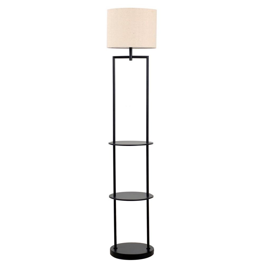 Catalina Lighting Lamps The Home Depot 60 In Black Etagere Floor Lamp With Linen Shade