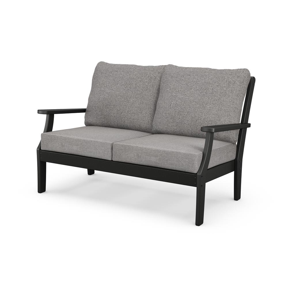 POLYWOOD Braxton Plastic Outdoor Patio Deep Seating Loveseat with Grey