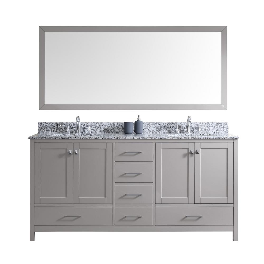 Granite White Double Sink Vanities With Tops Bathroom W Bath Vanity In Cashmere Gray With Granite Top