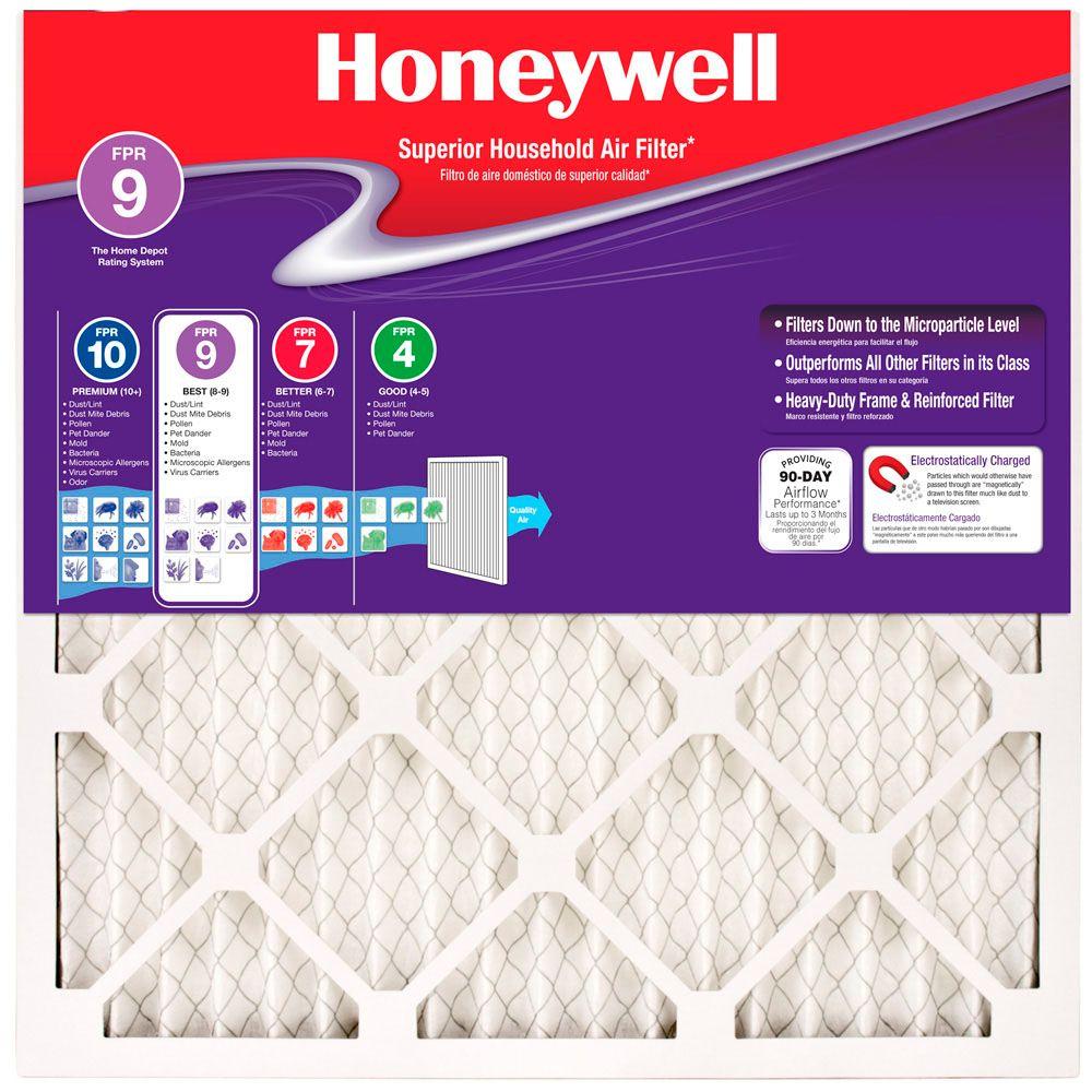 Honeywell 16 in. x 25 in. x 1 in. Superior Allergen Pleated FPR 9 Replacement Air Filter90901.