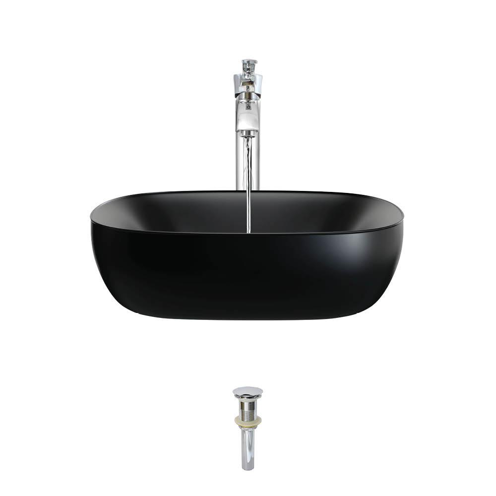 Mr Direct Vessel Bathroom Sink In Matte Black With 726 Faucet And