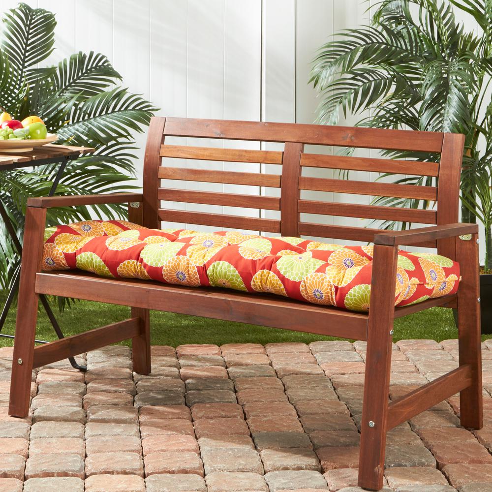 Greendale Home Fashions Flowers On Red Rectangle Outdoor Bench