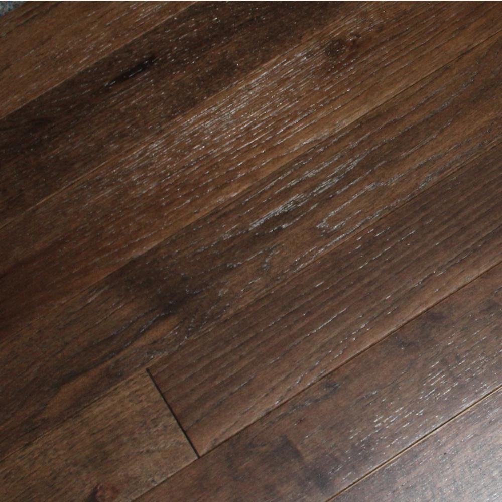 Take Home Sample Wire Brushed Black Bison Hickory Solid Hardwood Flooring 5 In X 7 In