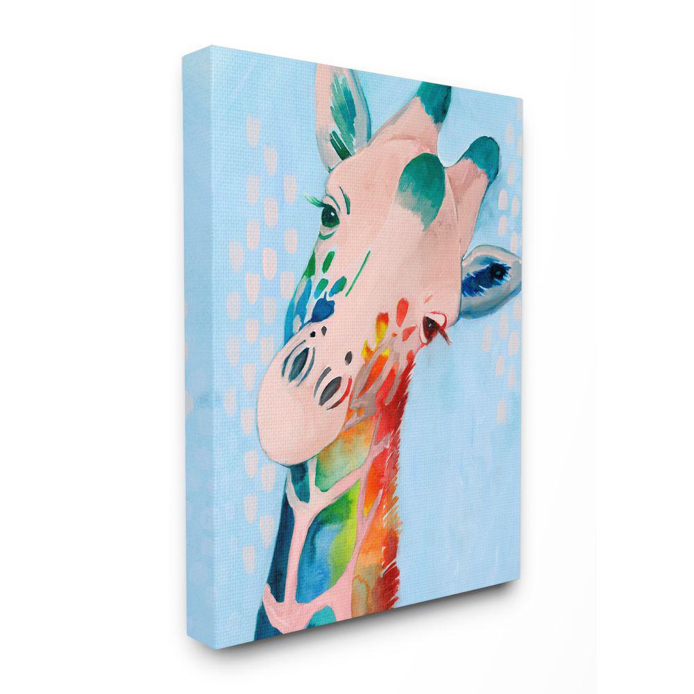 Stupell Industries 36 In X 48 In Colorful Abstract Giraffe Rainbow Blue Drawing By Grace Popp Canvas Wall Art Aap 314 Cn 36x48 The Home Depot