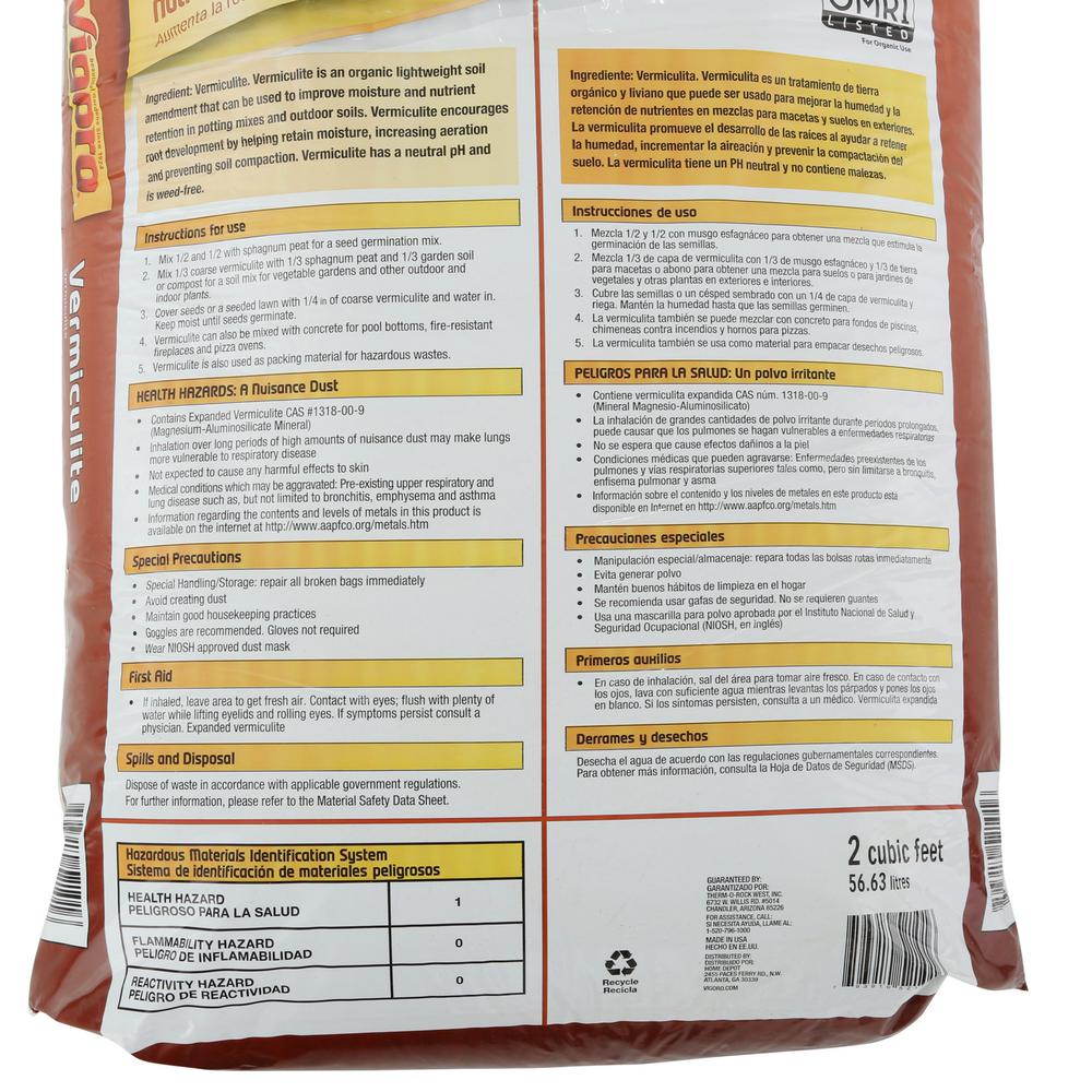 Vigoro Organic Vermiculite Soil Amendment Bag Garden Plant ...