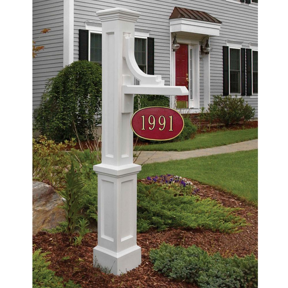 Mayne Woodhaven Address Sign Post In White-5812-w - The Home Depot