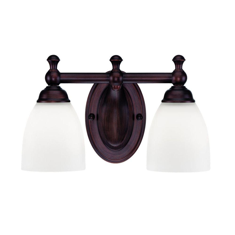 Millennium Lighting 2Light Rubbed Bronze Vanity Light with Etched