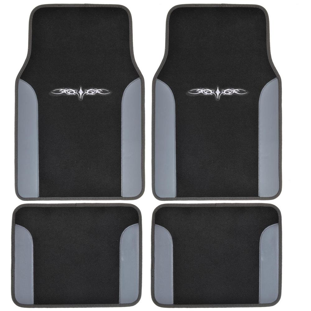 Bdk Tattoo Design Mt 201 Gray Carpet With Pu Leather 4 Piece Car Floor Mats Gr The Home Depot Bdk Tattoo Design Mt 201 Gray Carpet