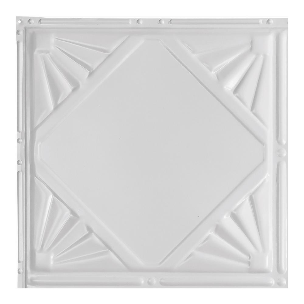 Great Lakes Tin Erie Gloss White 12 In X 12 In Nail Up Ceiling Tile Sample