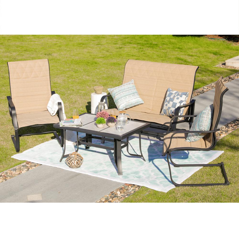 Patio Festival 4 Piece Sling Patio Conversation Set Pf19108 118 208 W The Home Depot