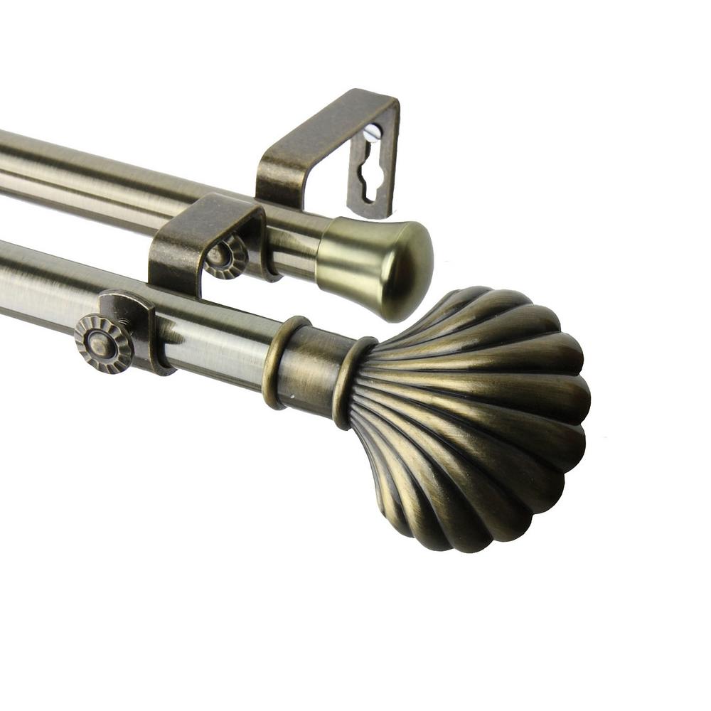 Rod Desyne 120 In X 170 Clam Double Curtain Set Antique 120 In X 170 Clam Double Curtain Rod Set Antique Brass