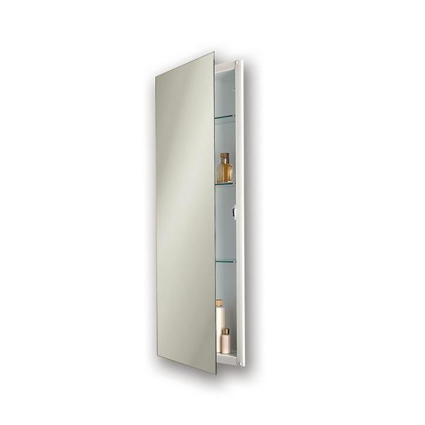 Jensen Illusion 13 In W X 36 In H X 3 3 4 In D Frameless Recessed Bathroom Medicine Cabinet In White 664x The Home Depot