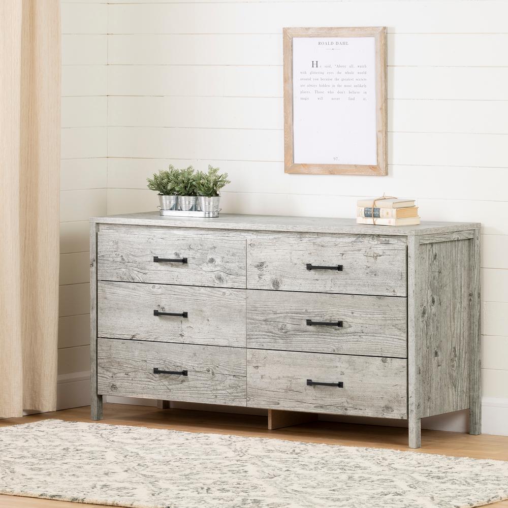 South Shore Gravity 6 Drawer Double Dresser in Ebony