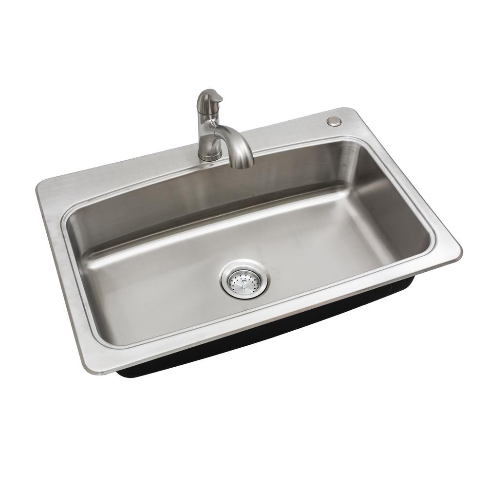 Glacier Bay All In One Stainless Steel 33 In 2 Hole Single Bowl Drop