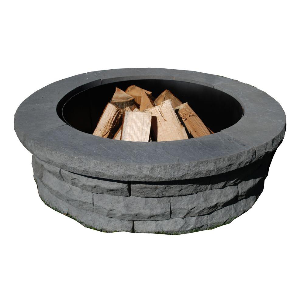 Nantucket Pavers Ledgestone 47 In Concrete Fire Pit Ring Kit Gray 72001 The Home Depot