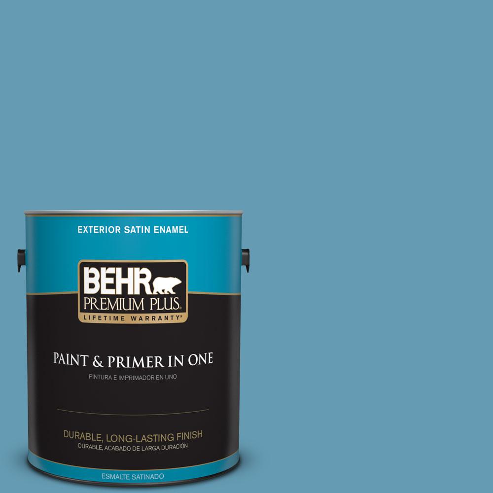 Behr Premium Plus 1 Gal S490 4 Yacht Blue Satin Enamel Exterior S490 4 Yacht Blue Satin Enamel Exterior Paint And Primer In One