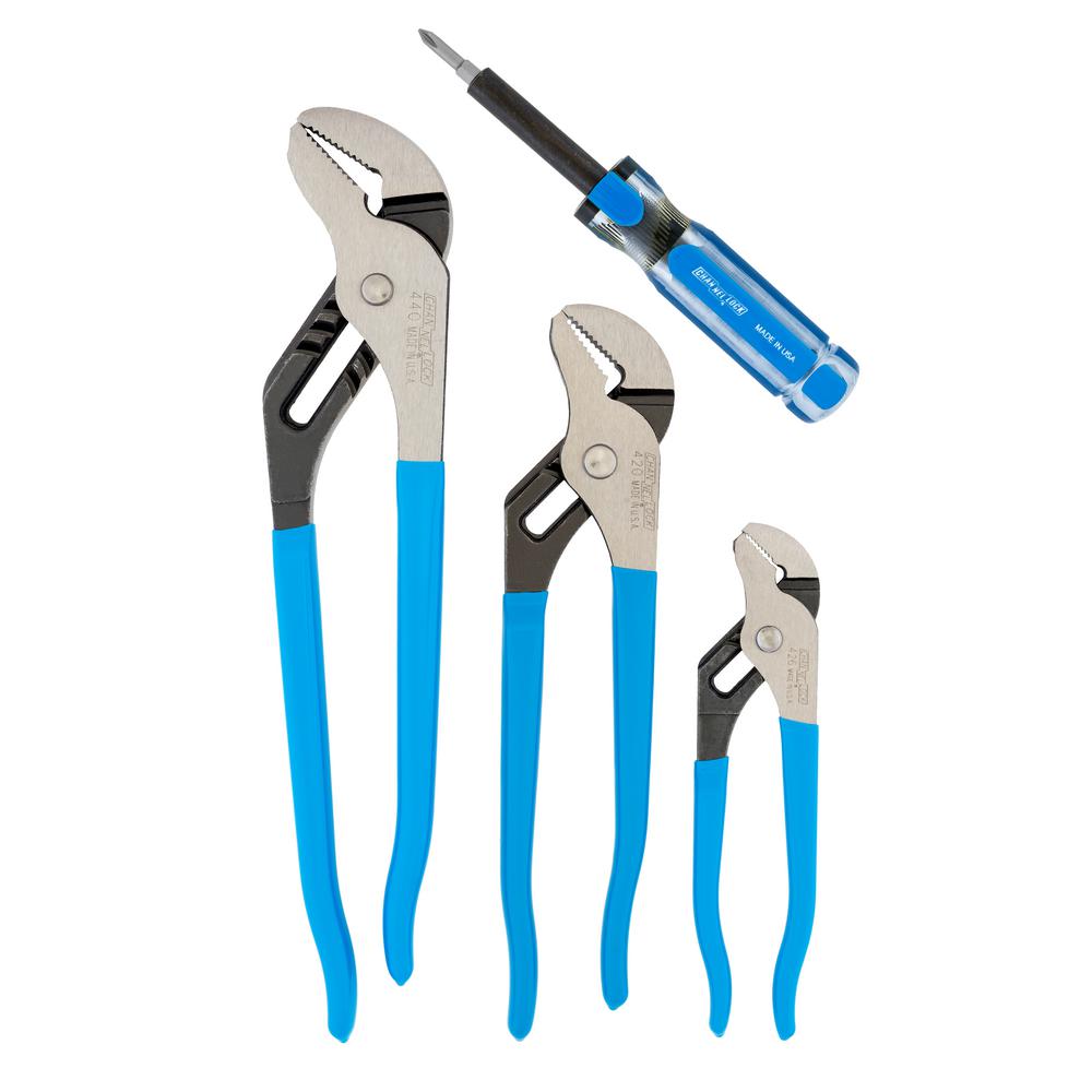 Channellock 3Piece Tongue and Groove Pliers Set with ScrewdriverGS