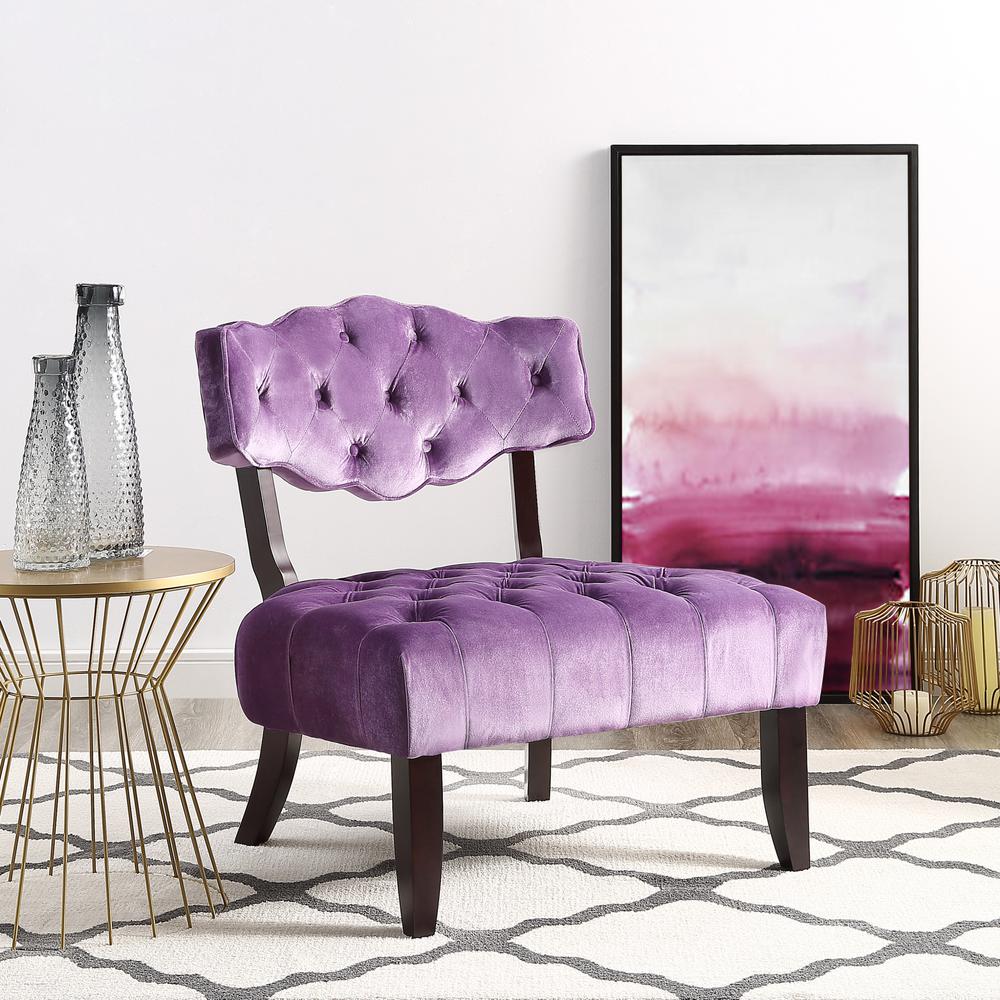 Inspired Home Aniston Purple Velvet Wingback On Tufted Armless Inspired Home Aniston Purple Velvet Wingback On Tufted Armless Slipper Chair