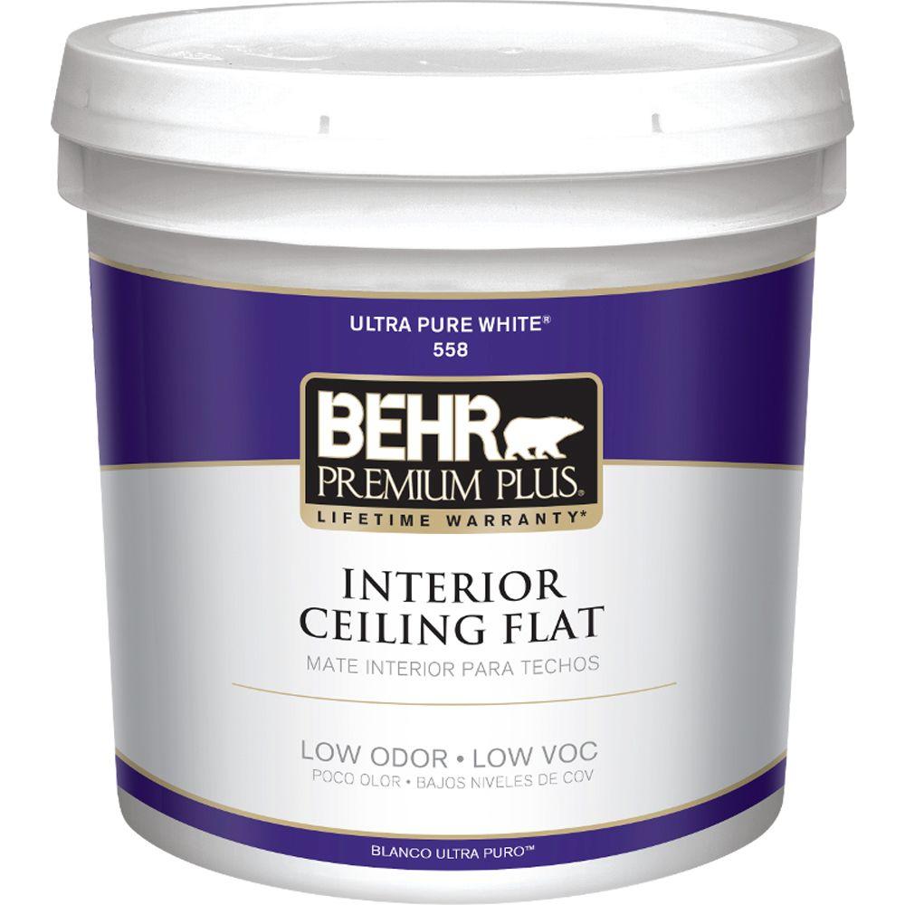 Behr Premium Plus 2 Gal White Flat Ceiling Interior Paint 55802 More Like This Cur Item 5 Gal White Flat Ceiling Interior Paint