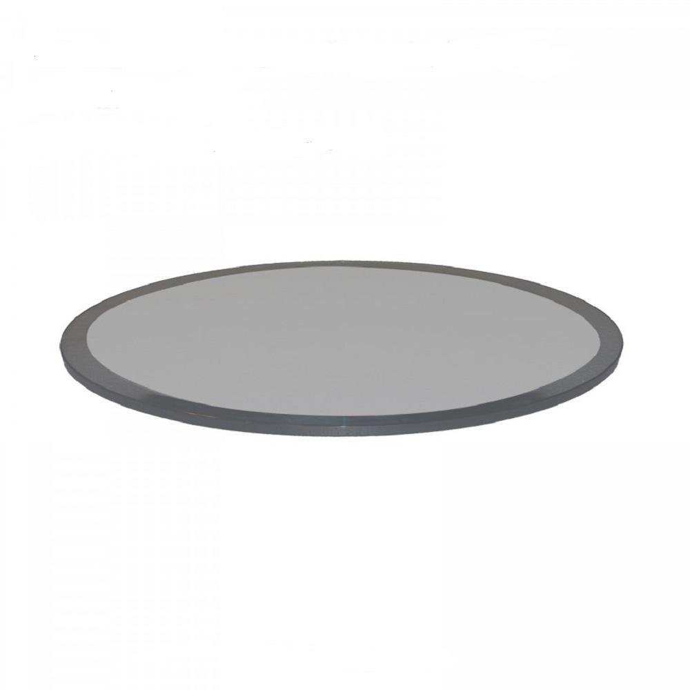 Fab Glass And Mirror 24 In Round 1 2 In Thick Beveled Tempered Grey Glass Table Top Grey 24rt12thbe The Home Depot
