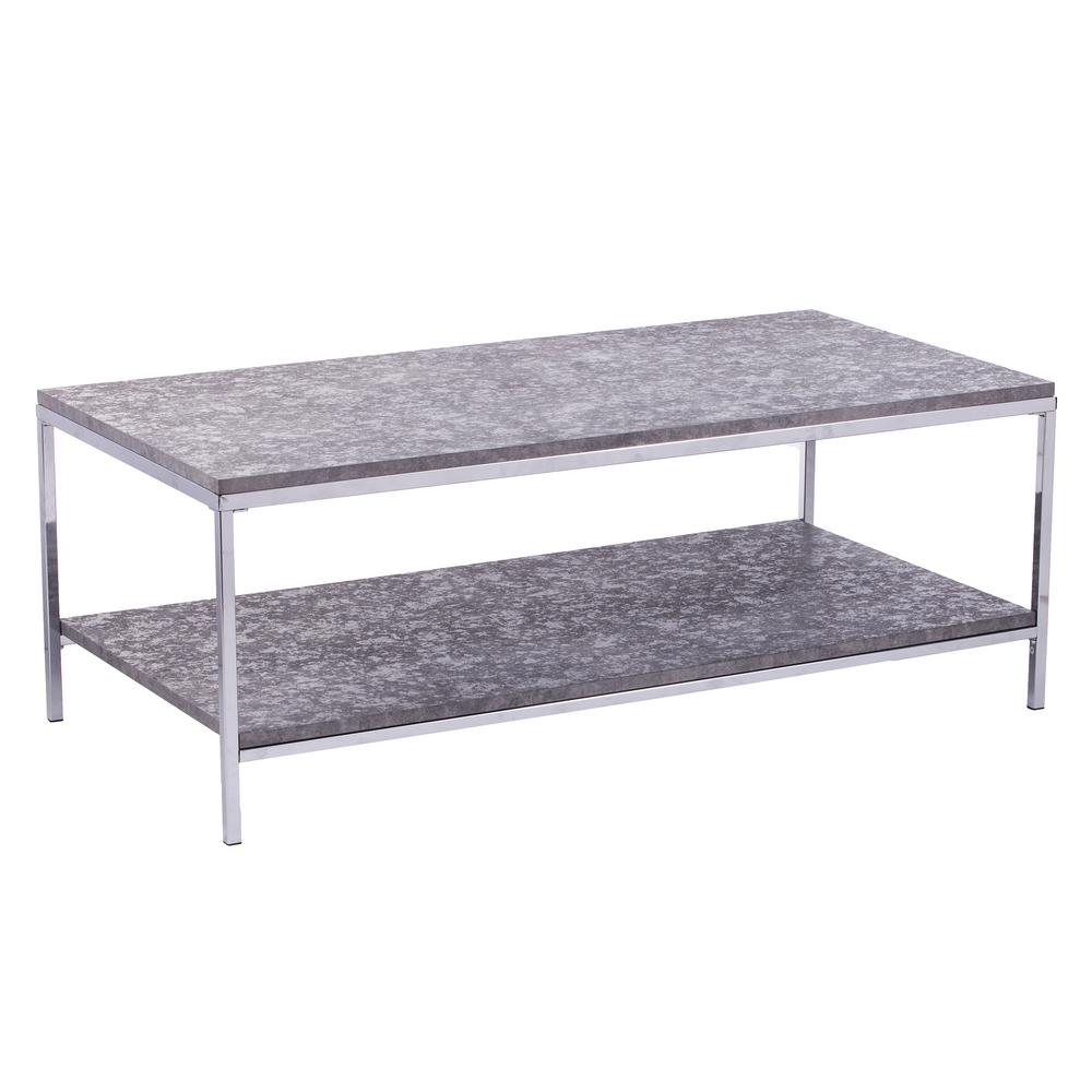 Southern Enterprises Kimmit Chrome with Gray Faux Concrete Coffee TableHD433448 The Home Depot