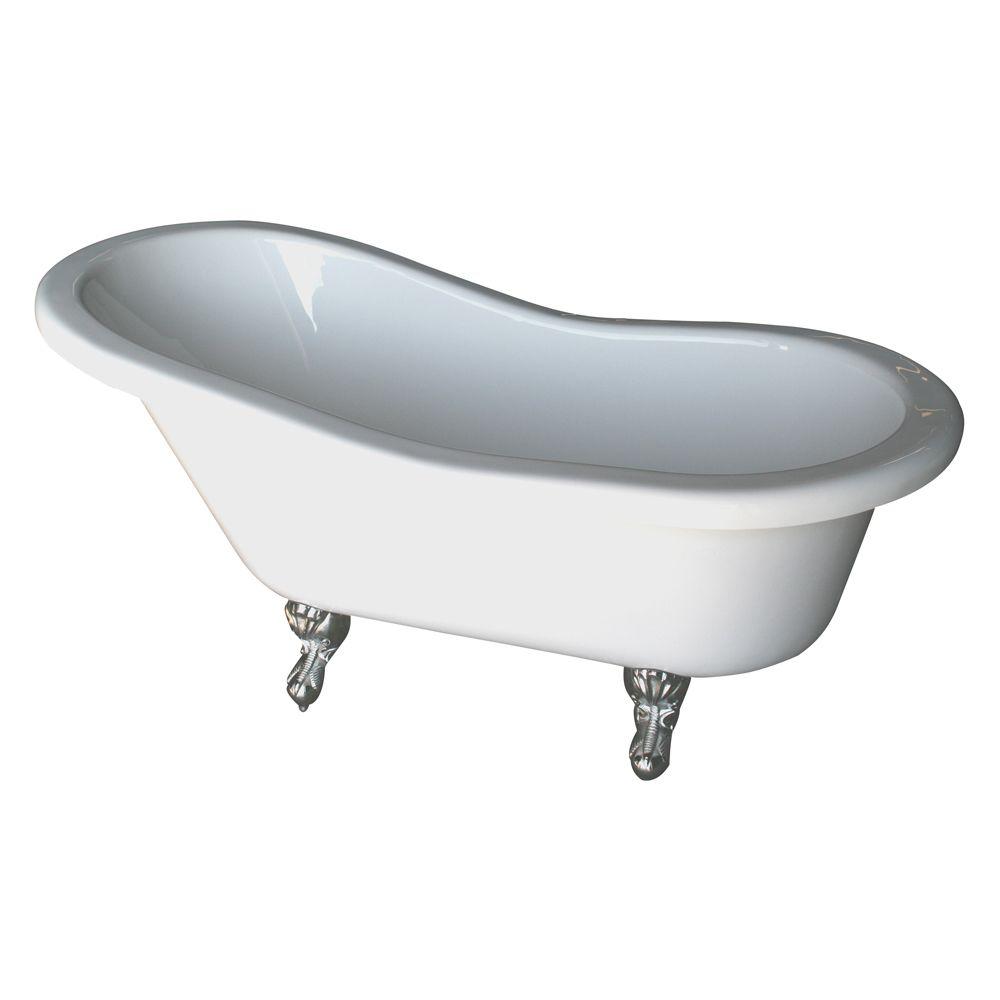 Barclay Products 5 6 Ft Acrylic Claw Foot Slipper Tub In White With Acrylic Claw Foot Slipper Tub In White With Bisque Feet