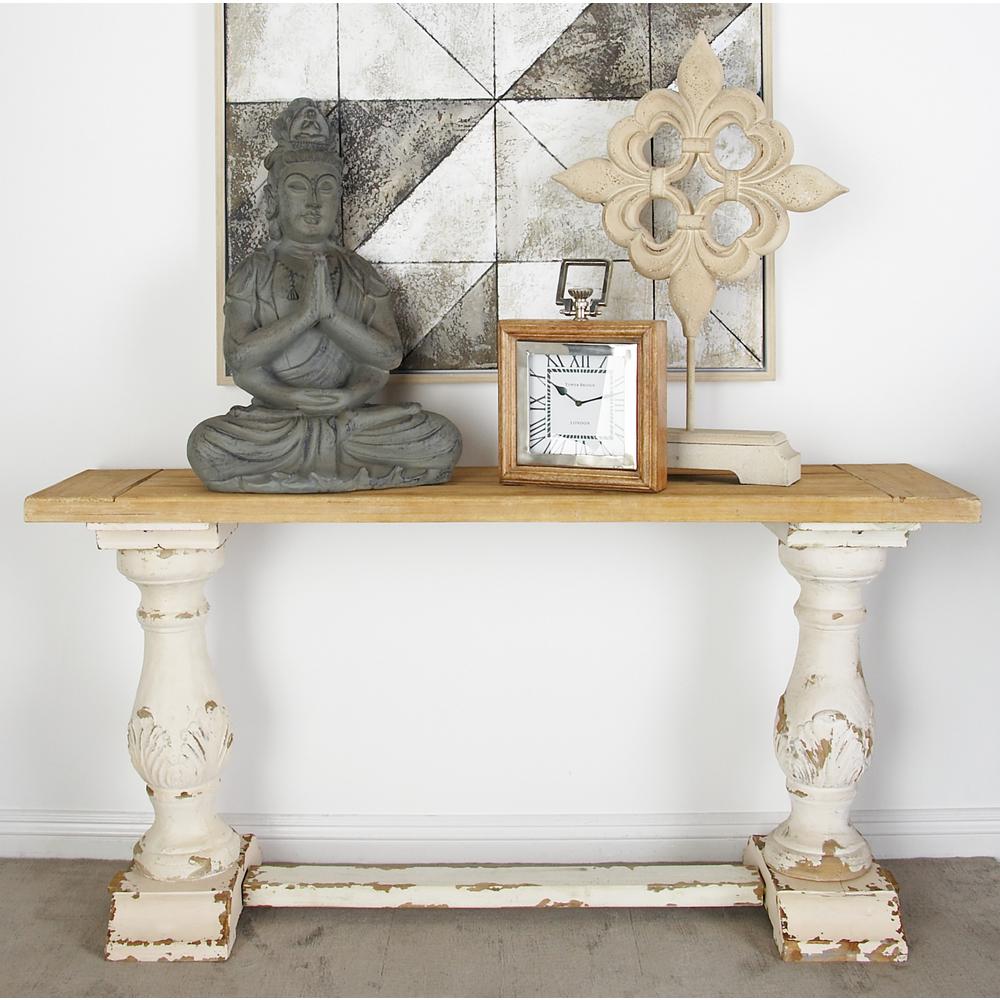 Rustic White Accent Tables Living Room Furniture The Home Depot Distressed White Console Table