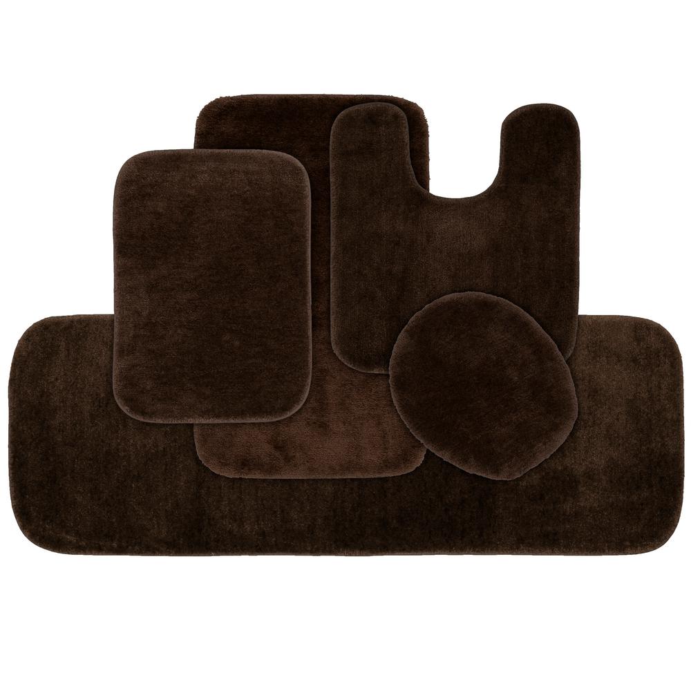 Garland Rug Traditional 5 Piece Washable Bathroom Rug Set in Chocolate-BA010W5P06J5 - The Home Depot