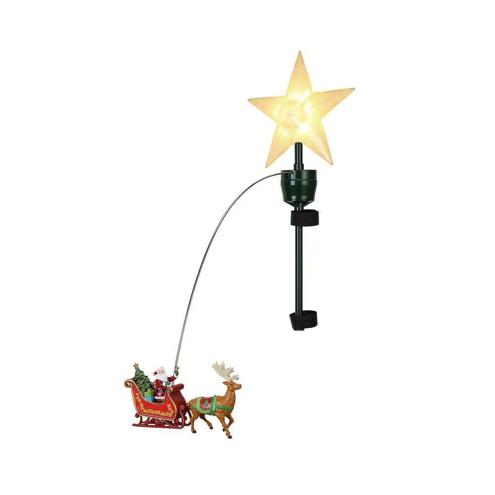 20 in. Tree Topper Santa Sleigh Christmas Tree Animation LED Ornament