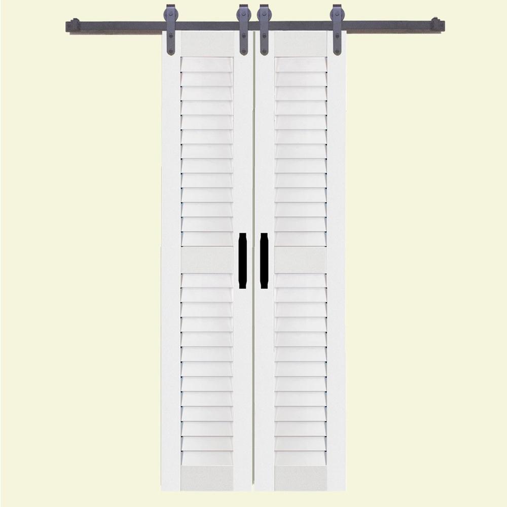 White Louvered Universal Reversible Interior Closet Doors
