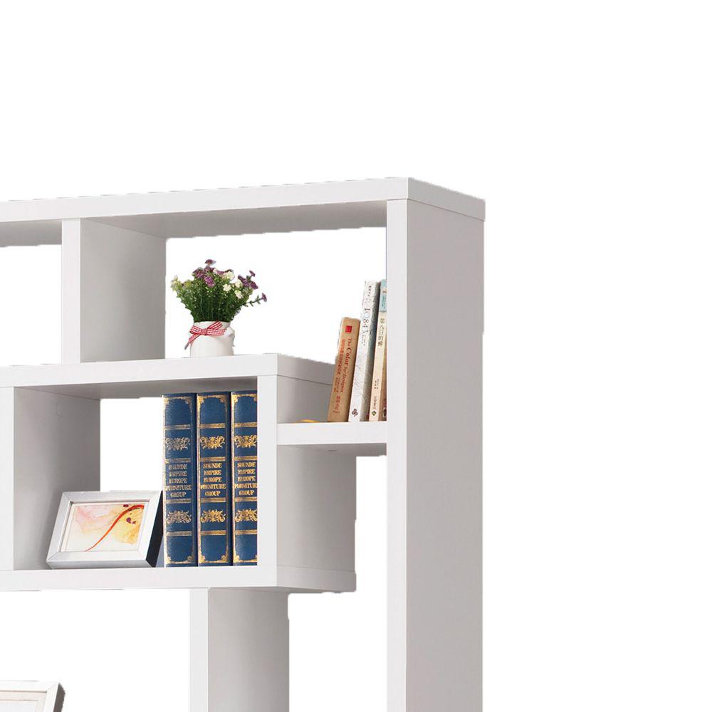 Benjara Fantastic White Geometric Cubed Rectangular Bookcase