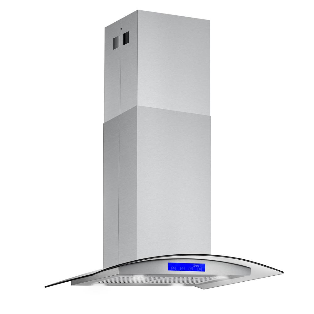 Cosmo 30 in. Ducted Island Range Hood in Stainless Steel with LED