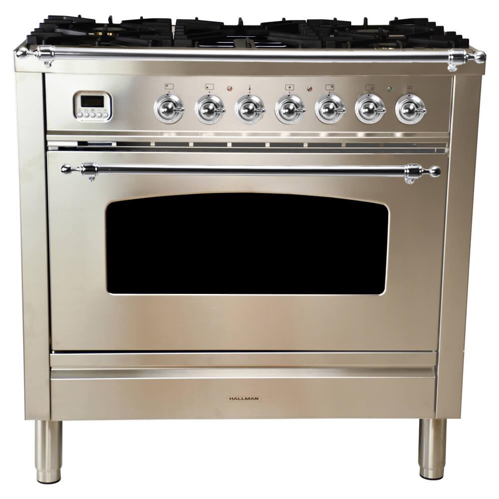 Hallman 36 In 3 55 Cu Ft Single Oven Dual Fuel Italian Range W