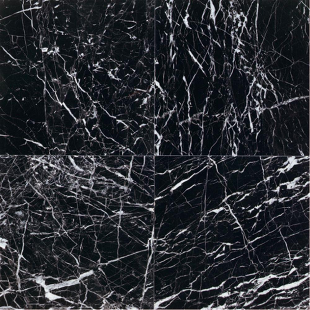 Daltile Natural Stone Collection China Black-Polished 12 in. x 12 in. Marble Floor and Wall Tile ...